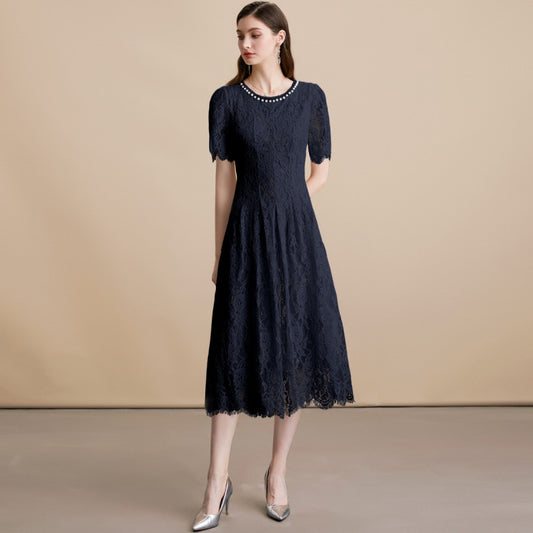 Women's Summer Rhinestone Round Neck Sleeve High-grade Dresses