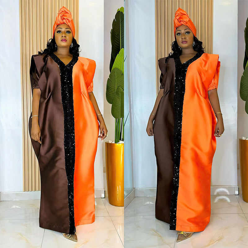 Women's Large African Satin Dress Ethnic Style Dresses