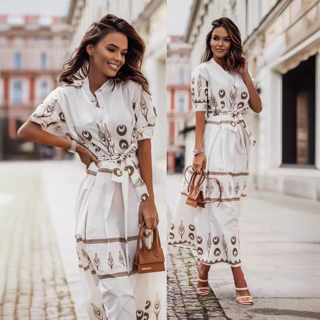 Women's Glamorous Dress Printed Lace Up Dresses