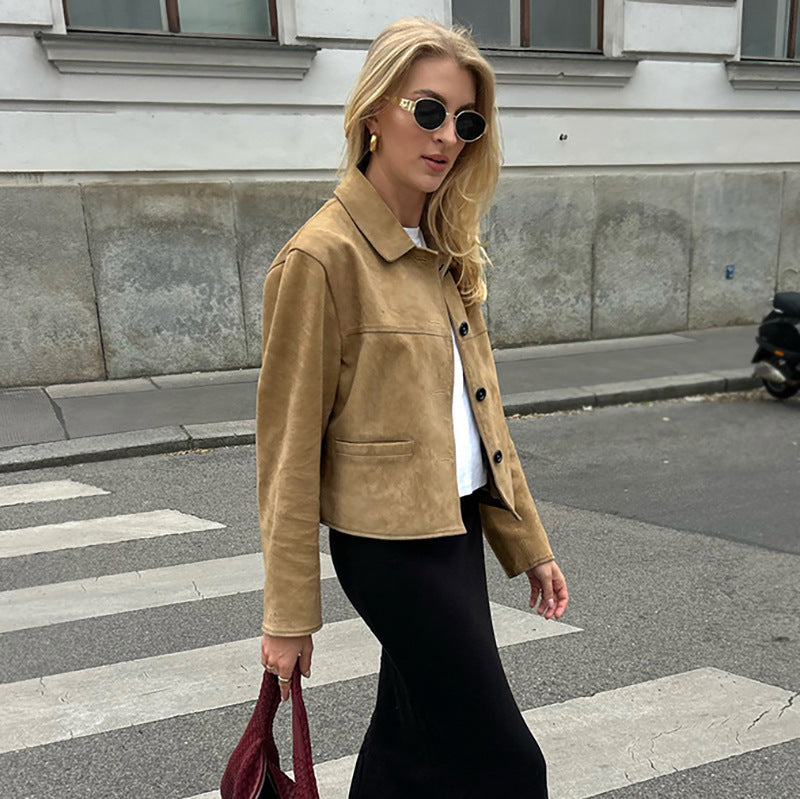 Women's Suede Elegant Slim Fit Peter Pan Shorts