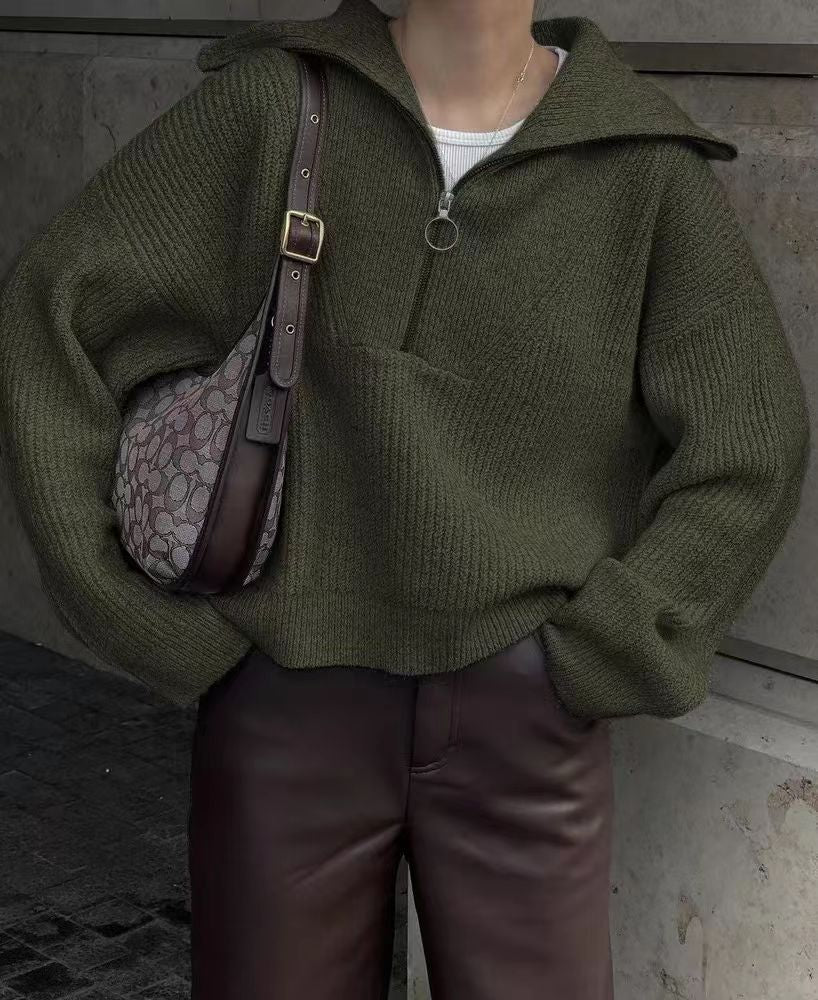 Women's Retro Long-sleeved Loose Design Pullover Sweaters