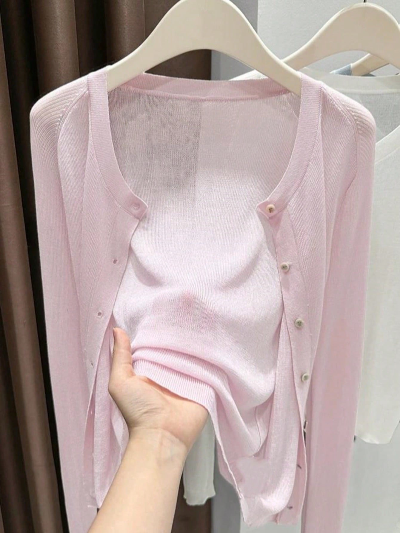 Women's Color Round Neck Long Sleeve Micro Women's Sweater