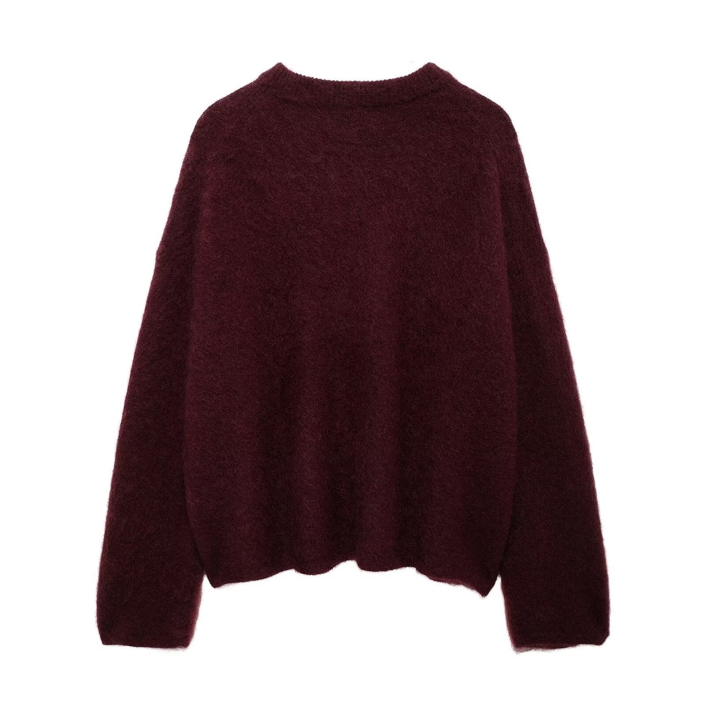 Women's Fashion Solid Color Round Neck Large Sweaters