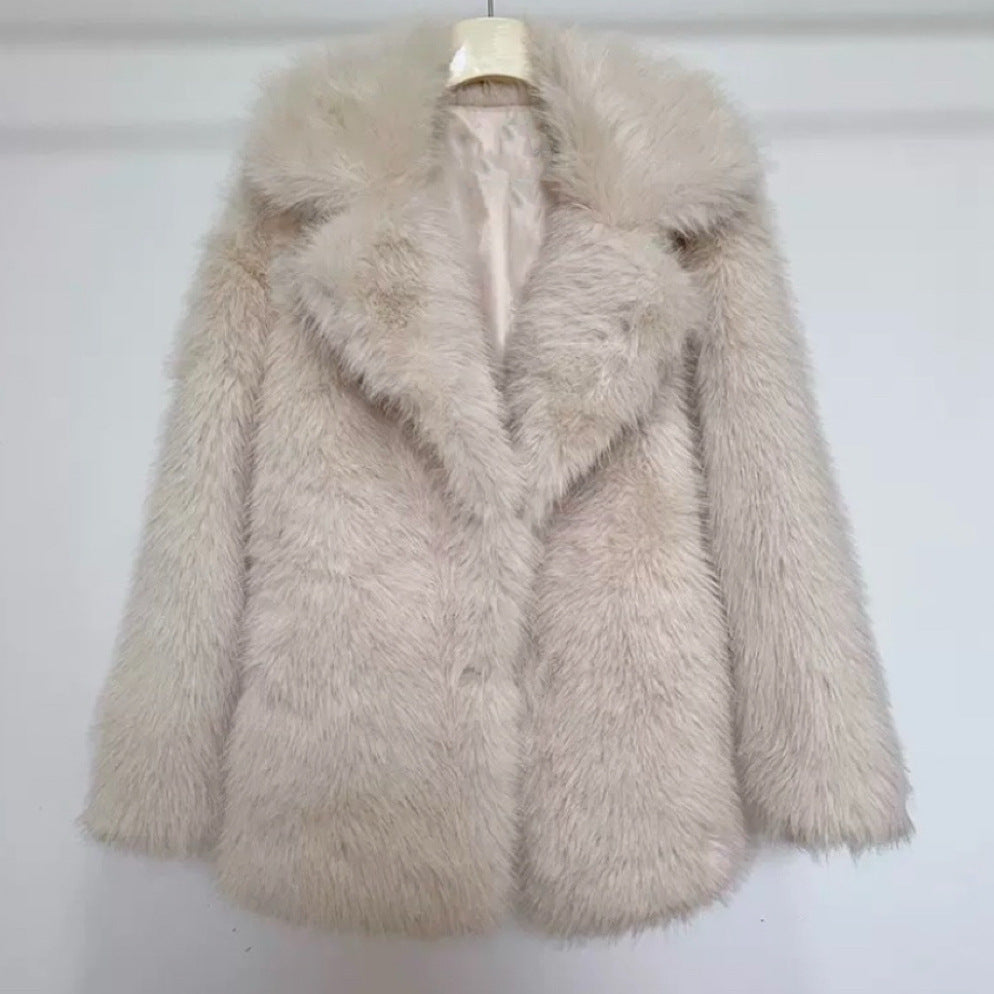 Fashion Solid Color High-grade Environmental Protection Imitation Fur Winter Coats