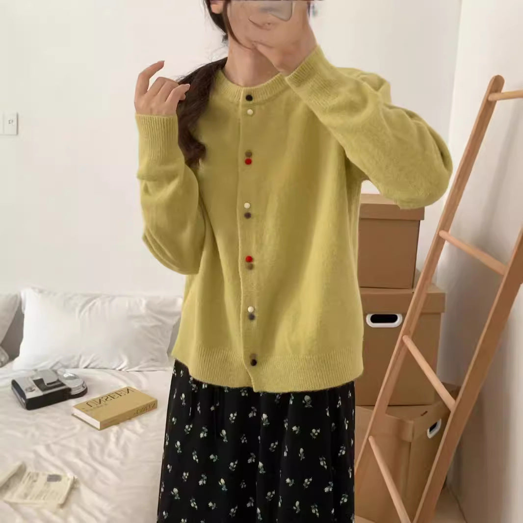 Women's Korean Solid Color Casual Round Neck Sweater