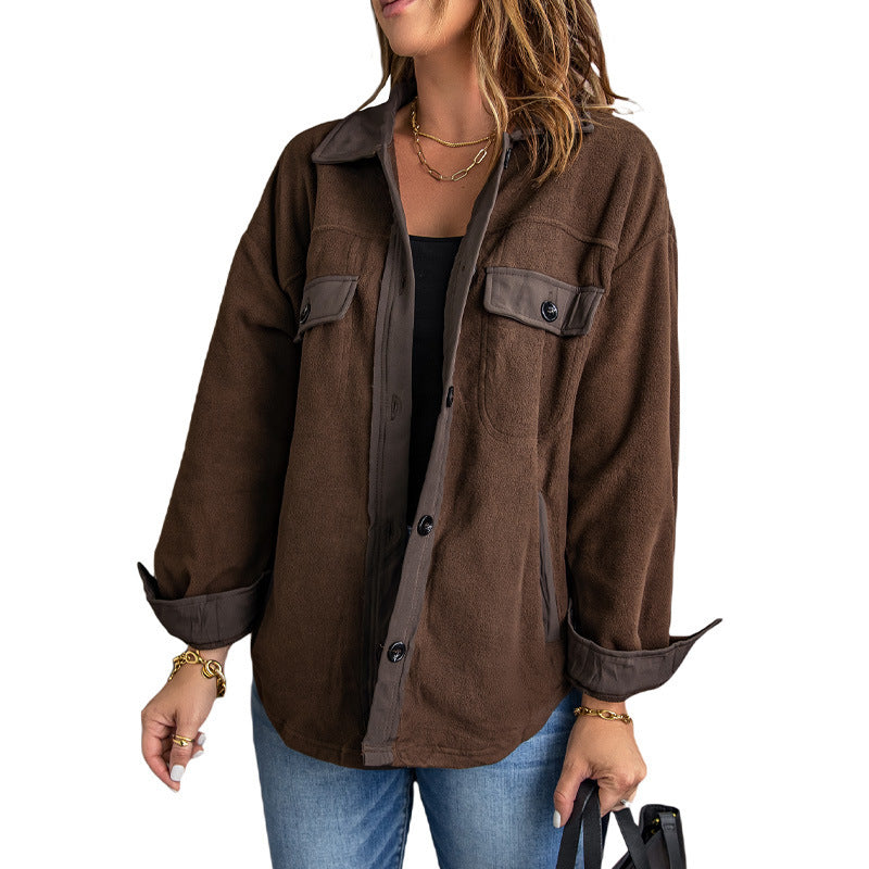 Women's Long Sleeve Clothes Lapel Loose Single-breasted Cardigans
