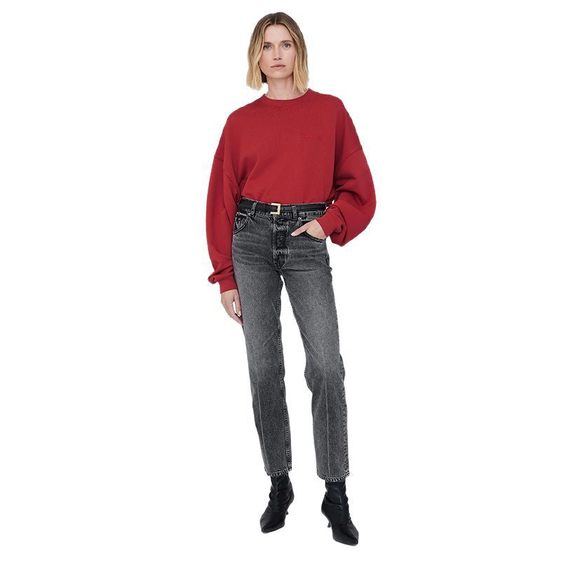 Women's Niche Classic Letter Embroidery Repaired Fleece Washing Sweaters