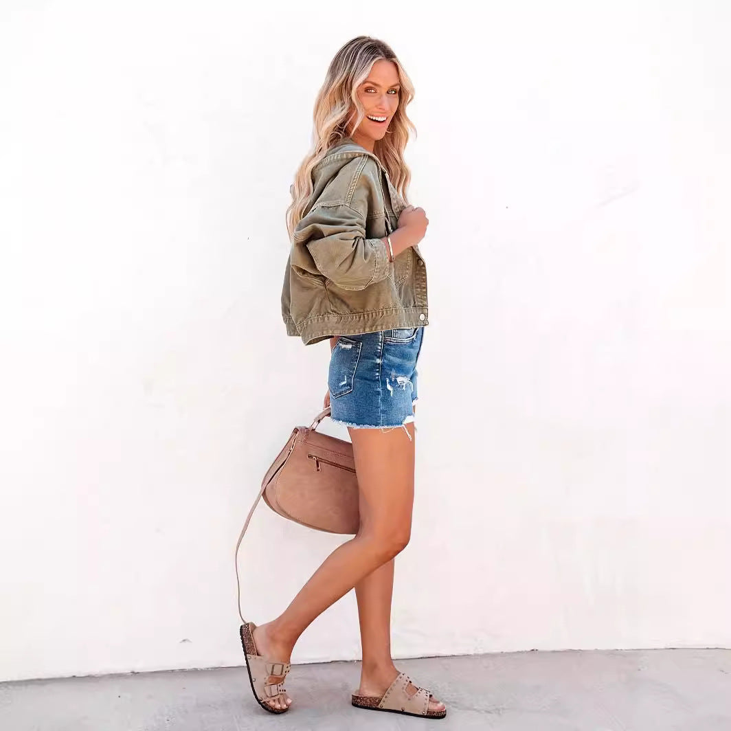 Women's Graceful Denim Button For Trendy Shorts