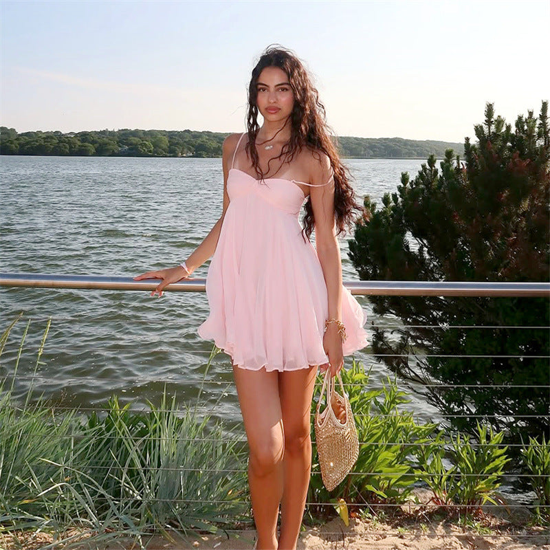 Women's Pure Desire Style Elegant Sleeveless Chiffon Strap Dress