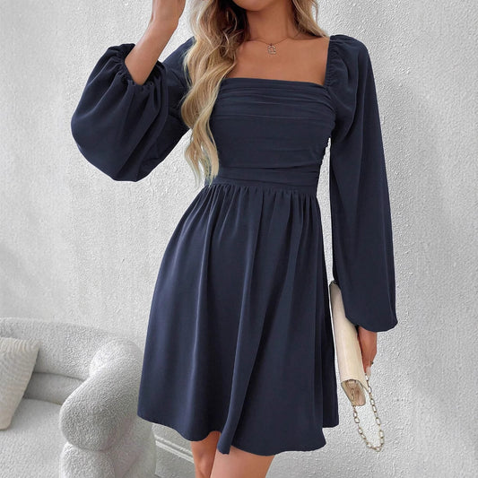 Women's Long Sleeve Pleated Simple Casual Autumn Skirts