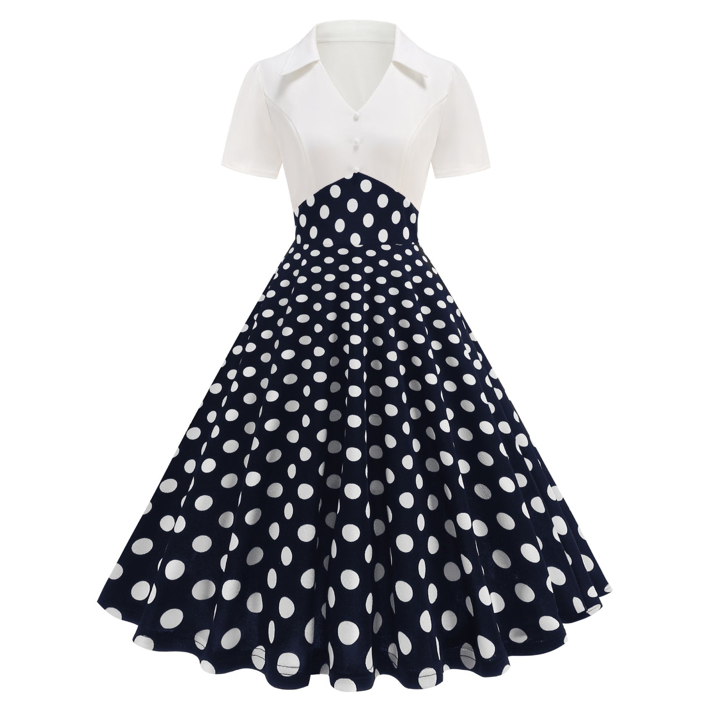 Women's Dress For Polka Dot Stitching Retro Dresses