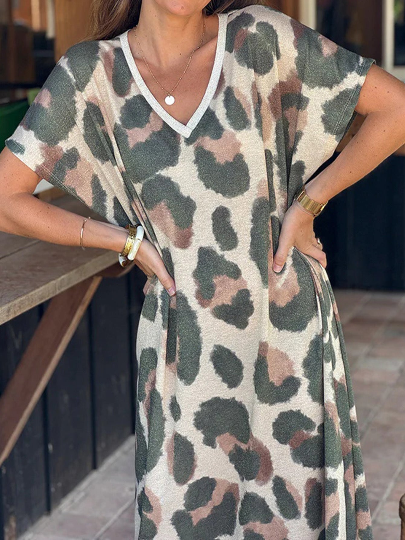 Elegant Personalized Casual Printed Sleeves Loose Dress