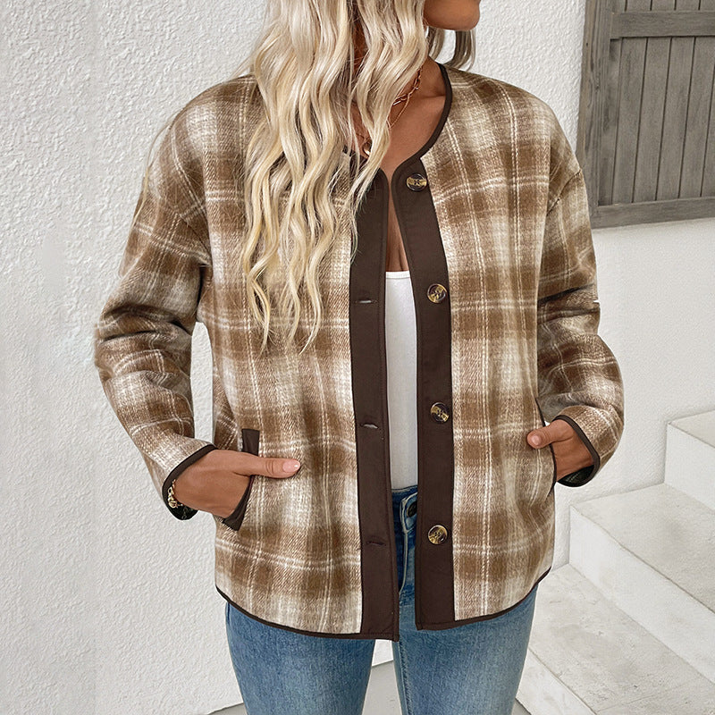Innovative Trendy Plush Plaid High-grade Retro Jackets