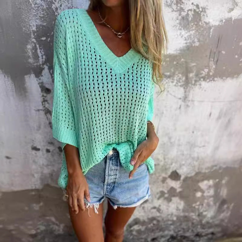 Hollow Out Outer Match Long-sleeved Idle Sweaters