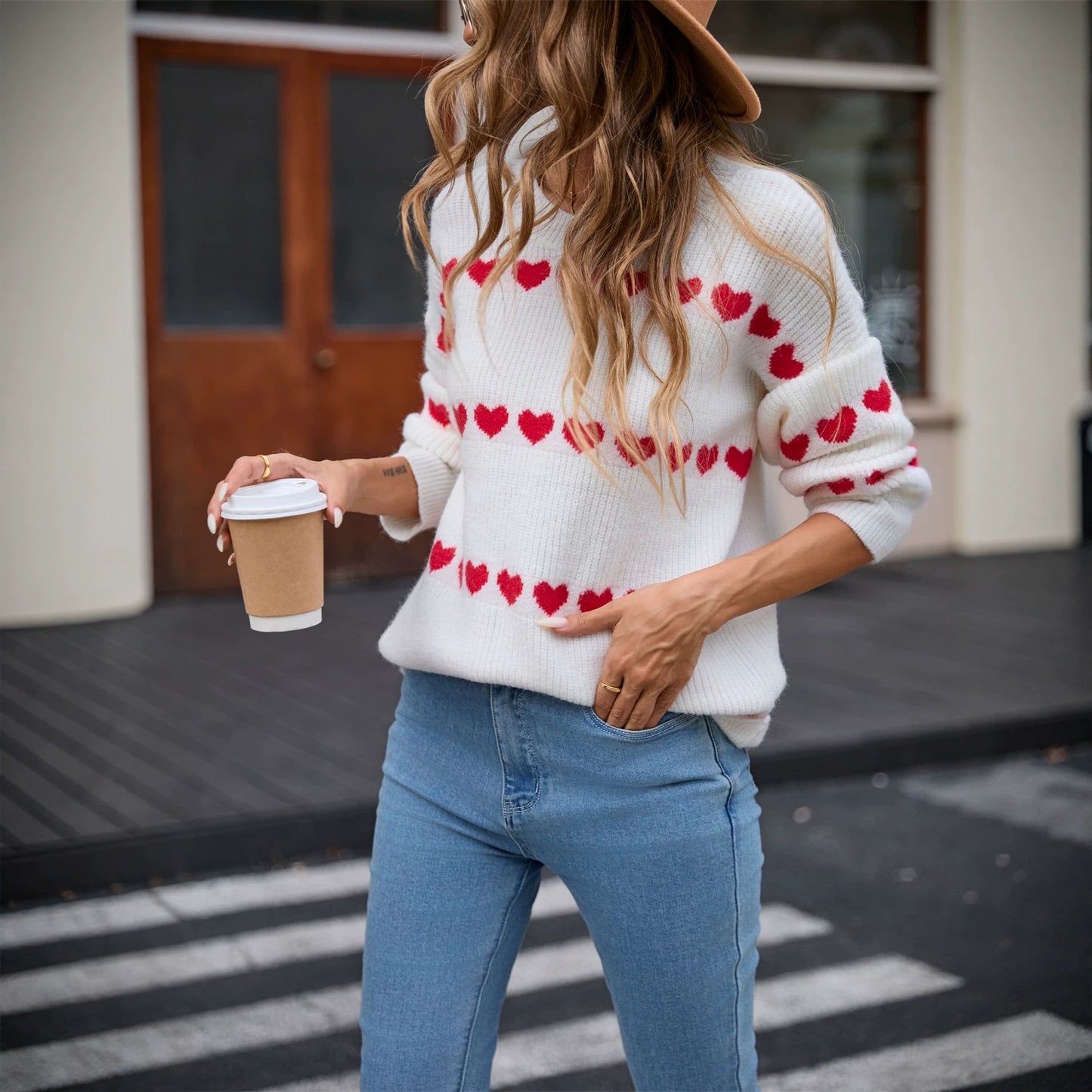 Women's For Spring Heart Trendy Pullover Women's Sweater
