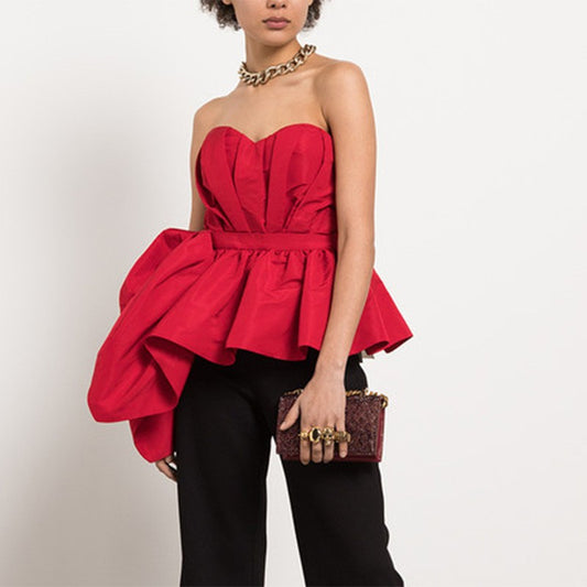 Affordable Luxury Sexy Style Summer Ruffled Tube Cinched Tops