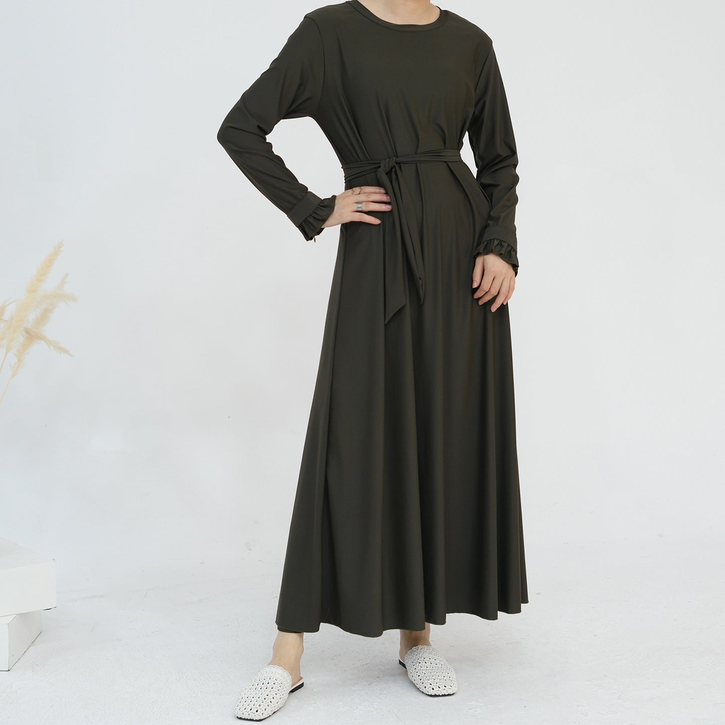 Conservative Solid Color Split Two-piece Swimsuit Dresses