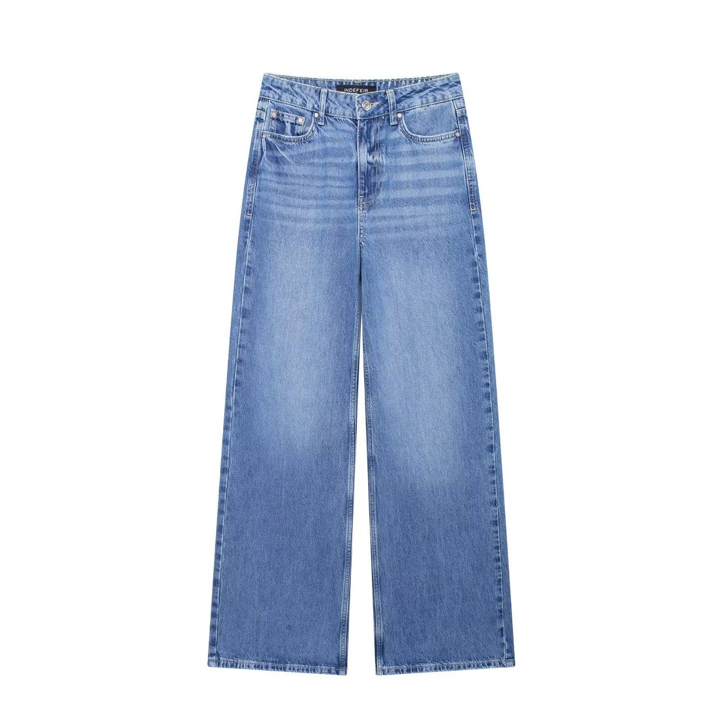 Women's French Fashion Simple High Waist Wide Jeans