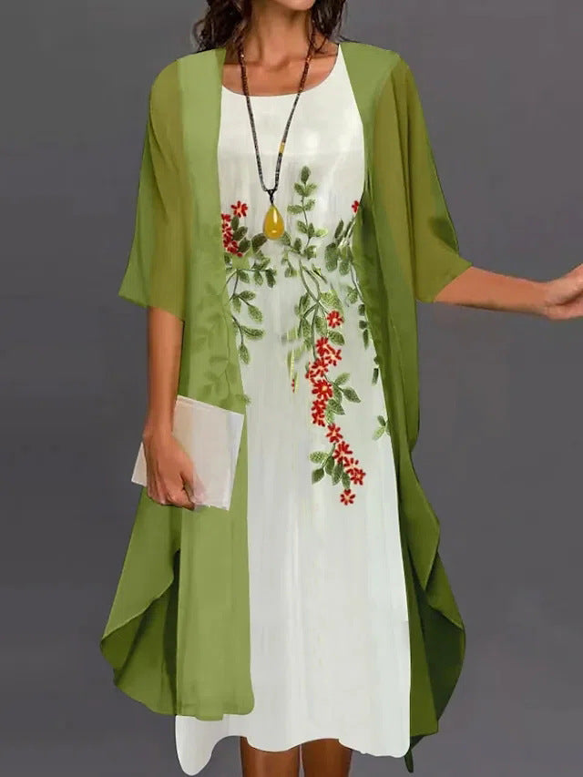 Women's Summer Casual Dress Two-piece Set Flowers Dresses