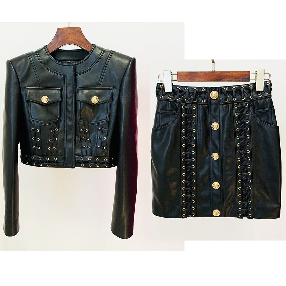 Fashion Round Neck Rope Slim Fit Jackets