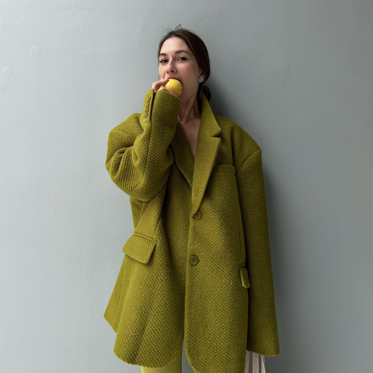 Women's Textured Padded Shoulder Versatile High-grade Breasted Commute Jackets