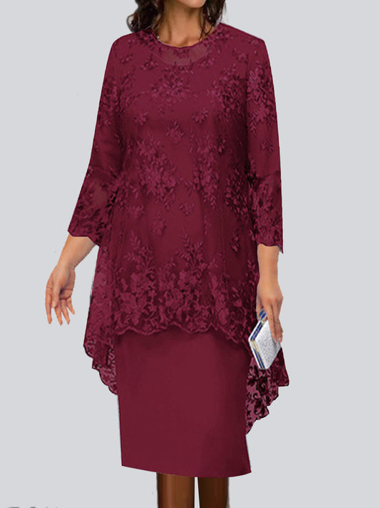 Women's Dress Lace Embroidery Two-piece Set Temperament Dresses