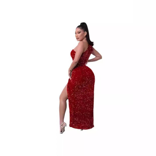 Women's Pretty Sleeveless Sequined Maxi Dress Wedding Dresses