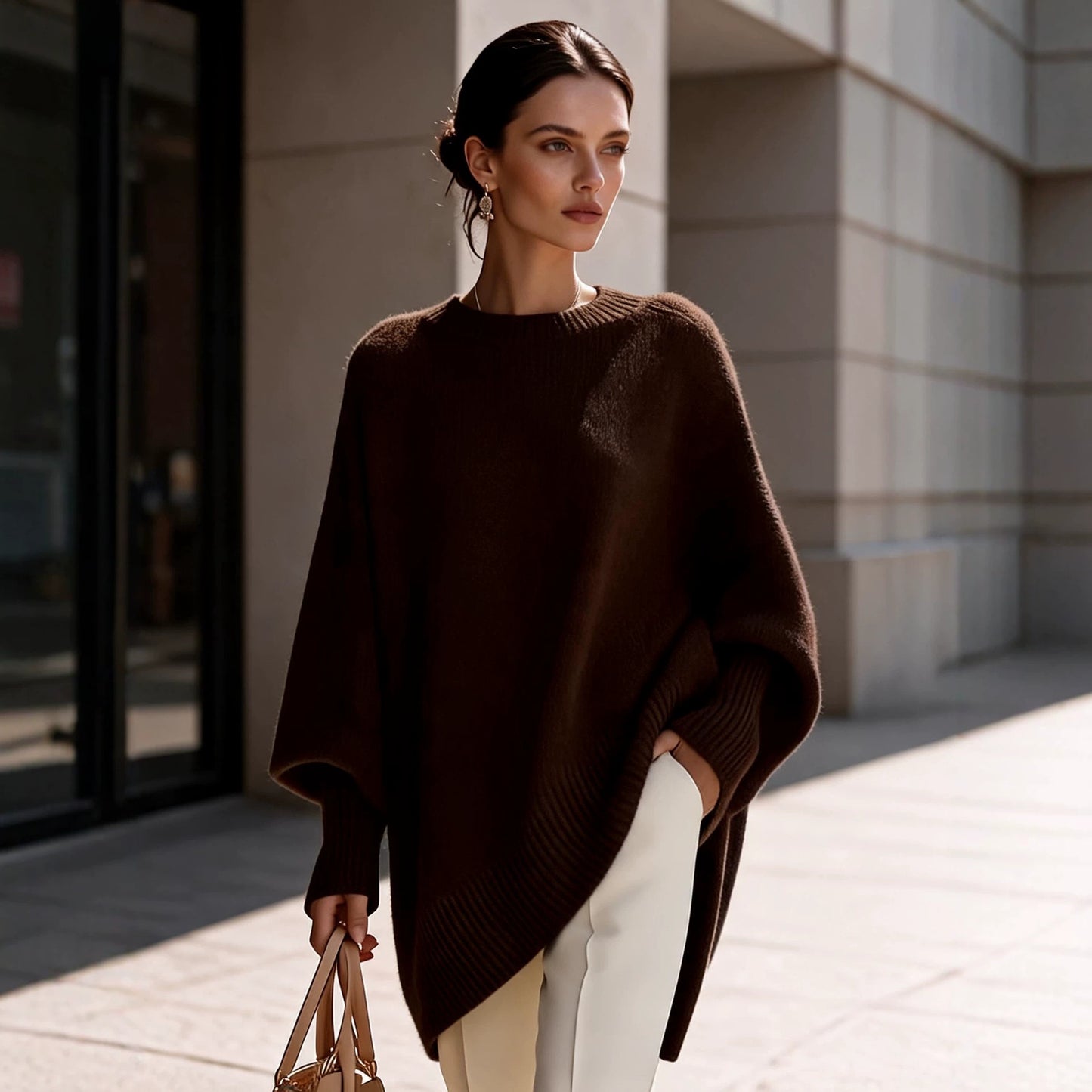 Women's Neck Pullover Loose Lazy Style Solid Women's Sweater