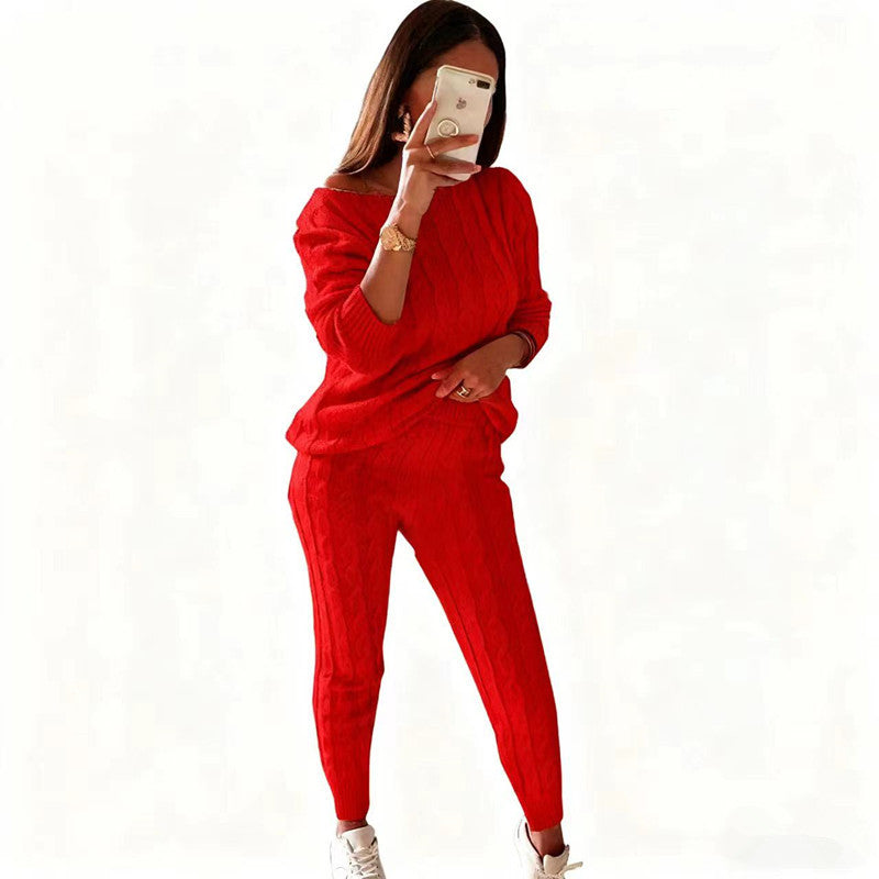 Charming Women's Pajamas Fashion Solid Color Sweater