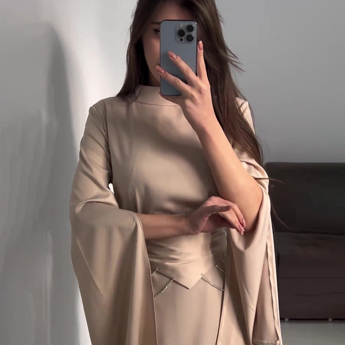 Spring Palace Style Satin Temperament Collar Long Dresses