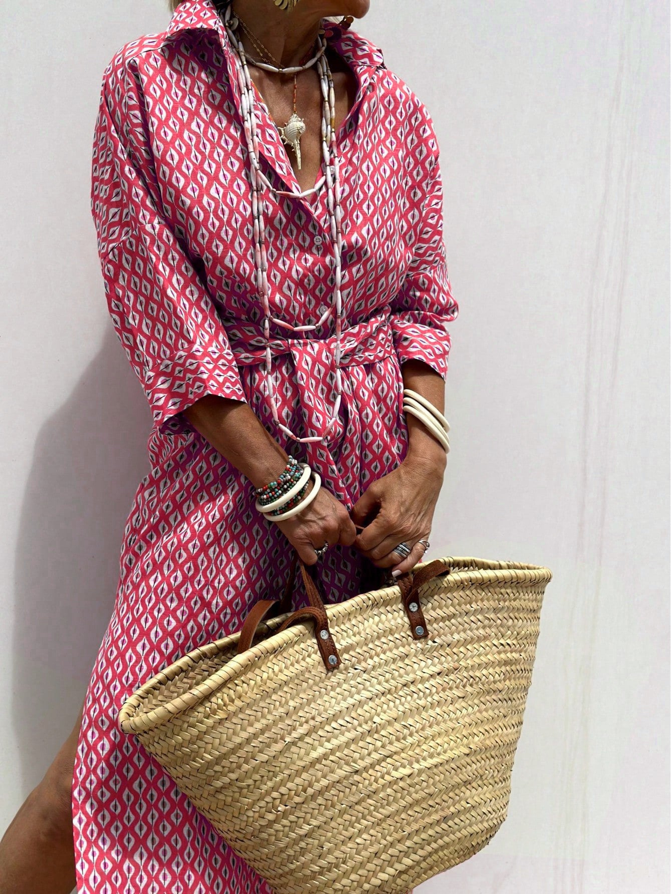 Women's Half Sleeve Striped Lapel Shirt Dress