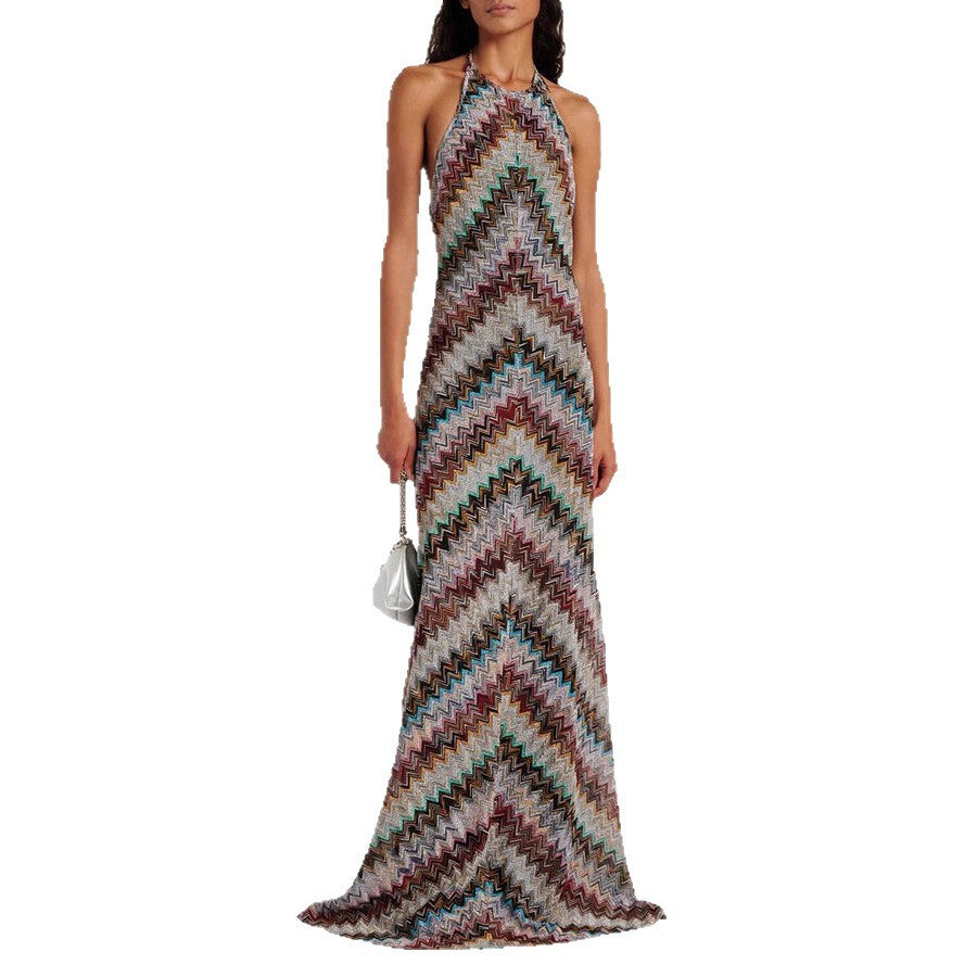 Women's Summer Striped Halter Sleeveless Printed Dress Dresses