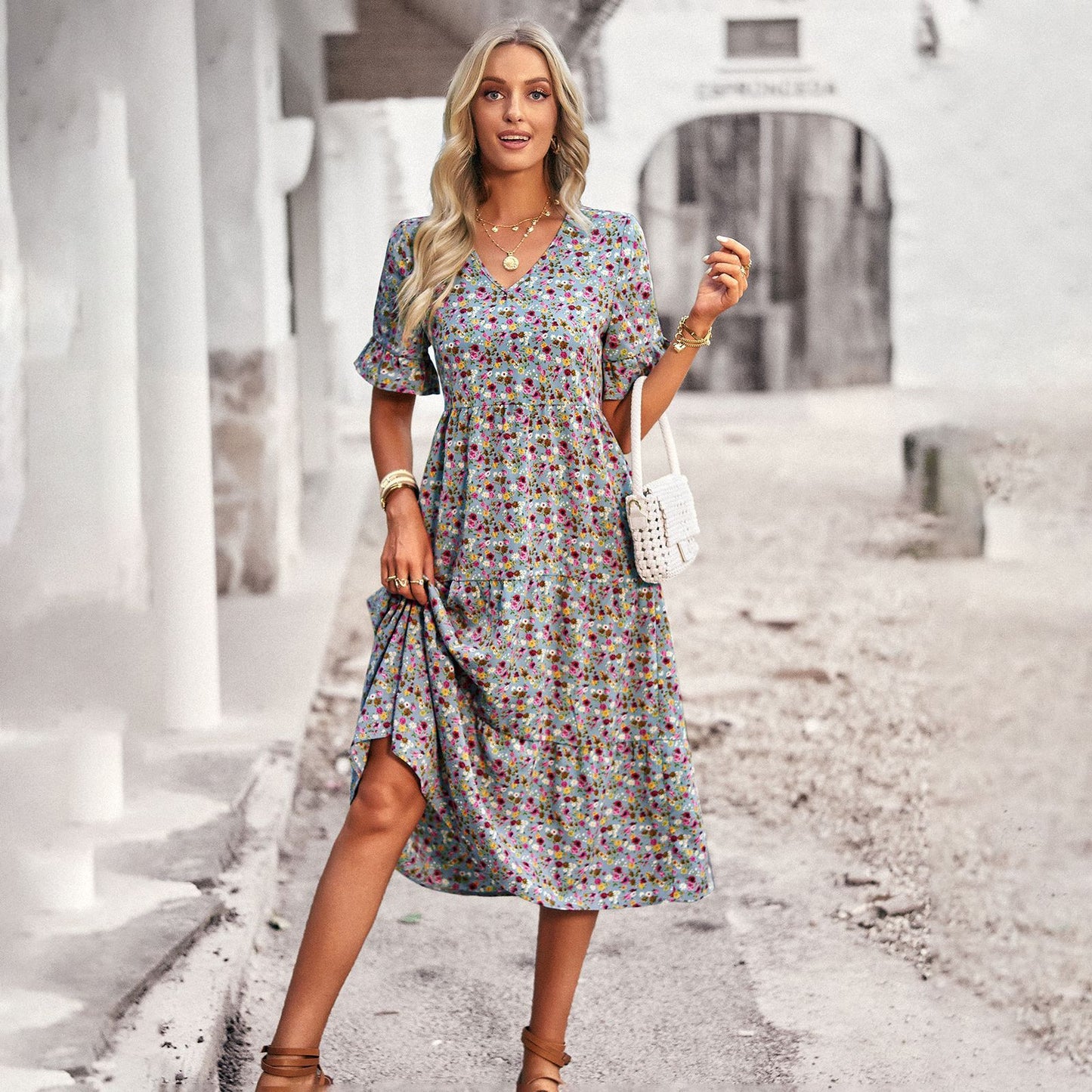 Women's Design Printed Sleeve Summer Fashion Dress