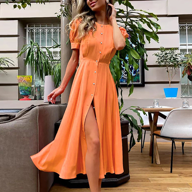 Solid Color Elegant Slim High Waist Dresses