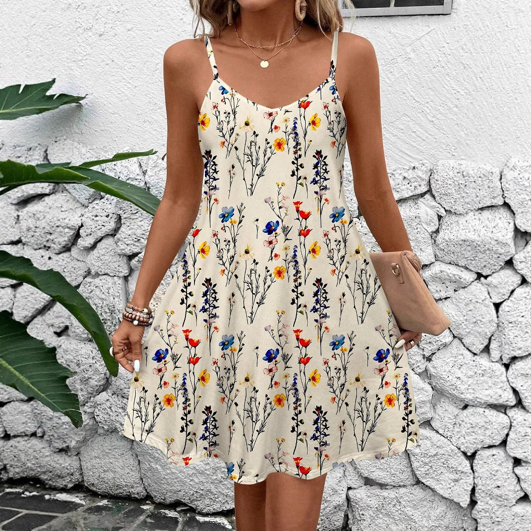 Summer Fashion Round Neck Printed Sleeveless Dress