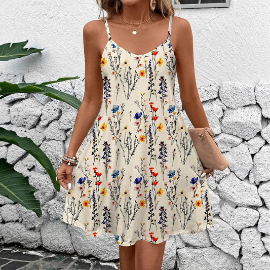 Summer Fashion Round Neck Printed Sleeveless Dress