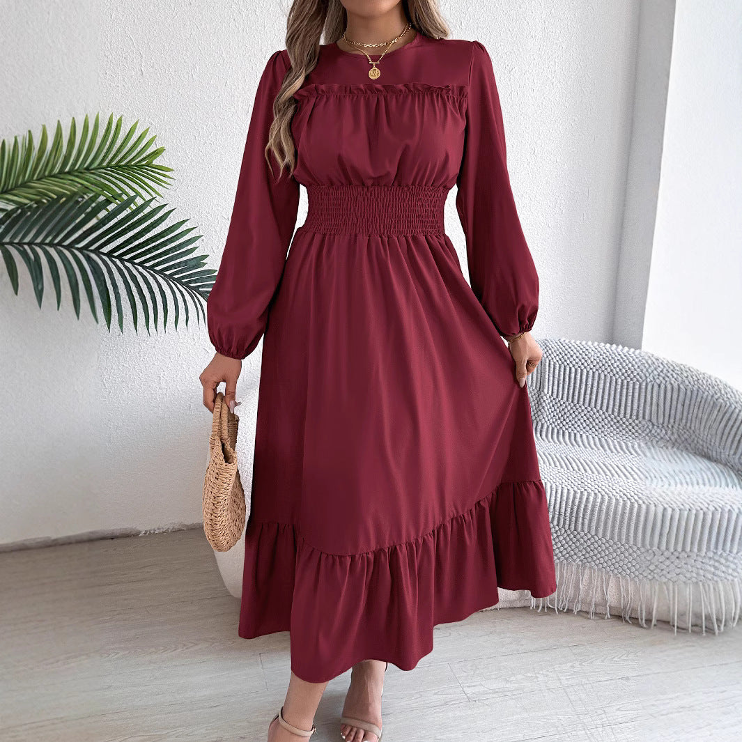 Women's Solid Color Elegant Wooden Ear Cinched Pleated Clothing