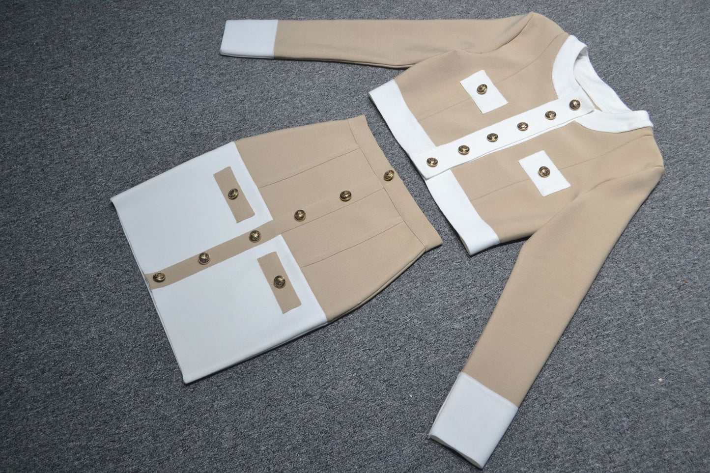 Elegant Black White Color Matching Breasted A- Line Cardigans