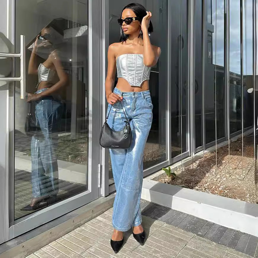 Women's Straight Summer Street Casual High Waist Jeans