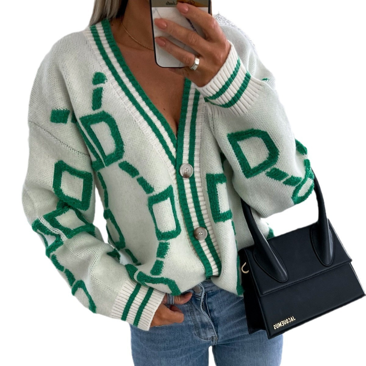 Classic Women's Single Breasted Knitted Loose Women's Sweater
