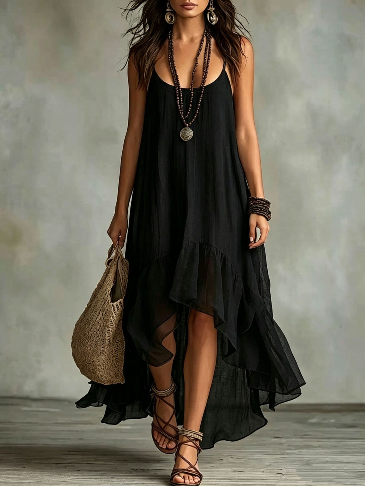 Women's Lazy Relaxed Bohemian Vacation Solid Color Dress