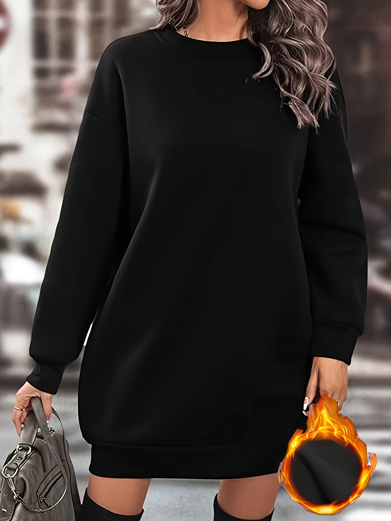 Women's Sports Casual Fleece Thick Dress Women's Sweater, Sweater