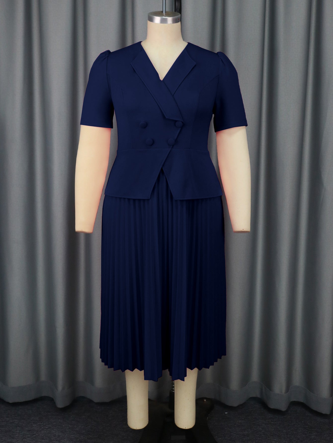 Collar Pleated Elegant Style High Waist Dresses