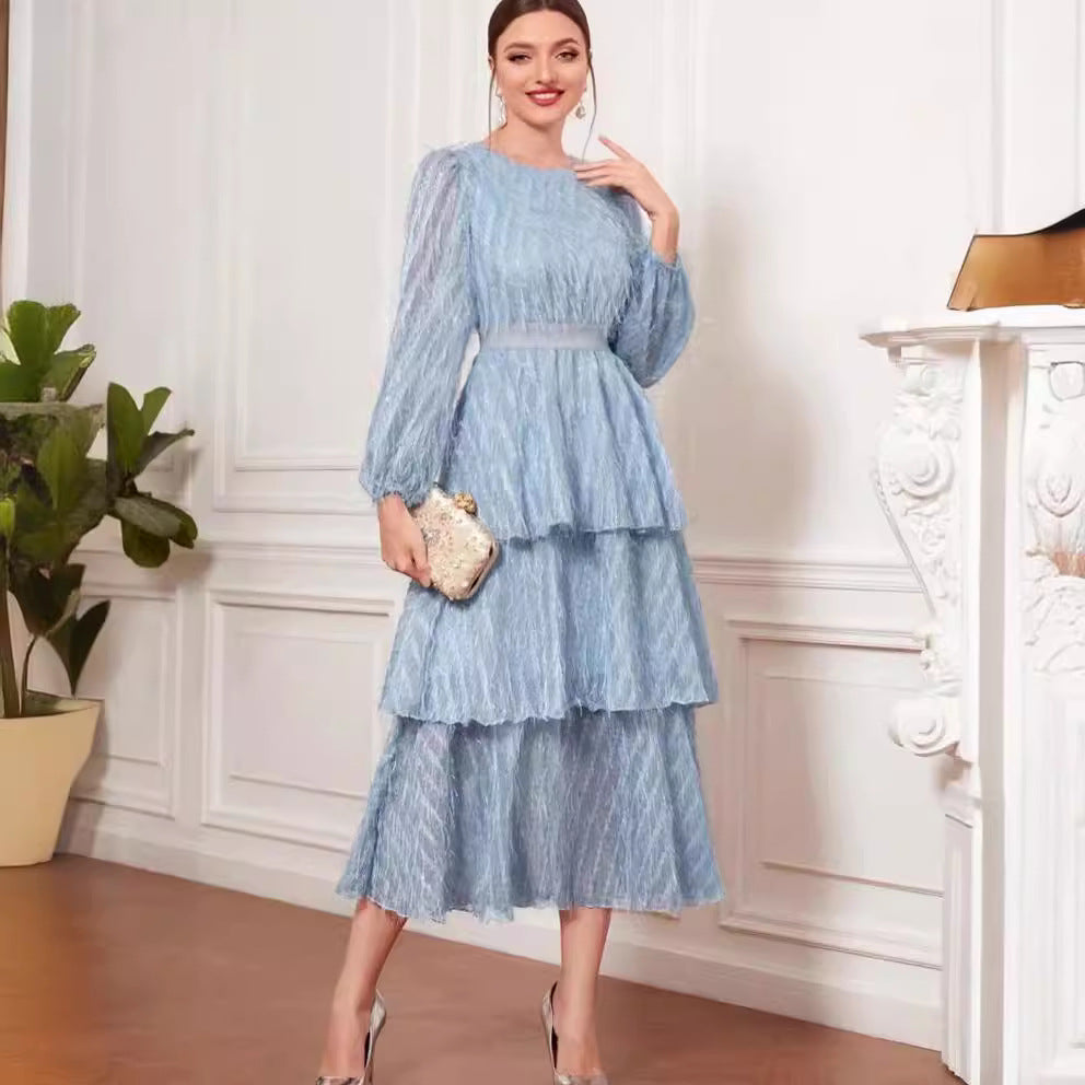 Women's French Style Temperament Early Spring Casual Retro Lace Fairy Slim Dress