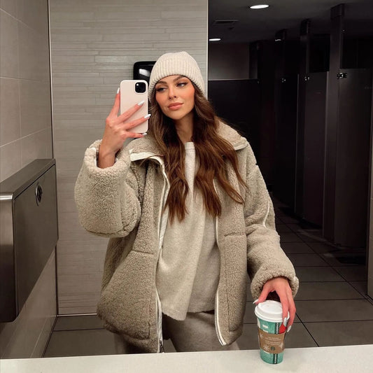 Women's Fashion Loose Lapel Double-headed Zipper Cardigans