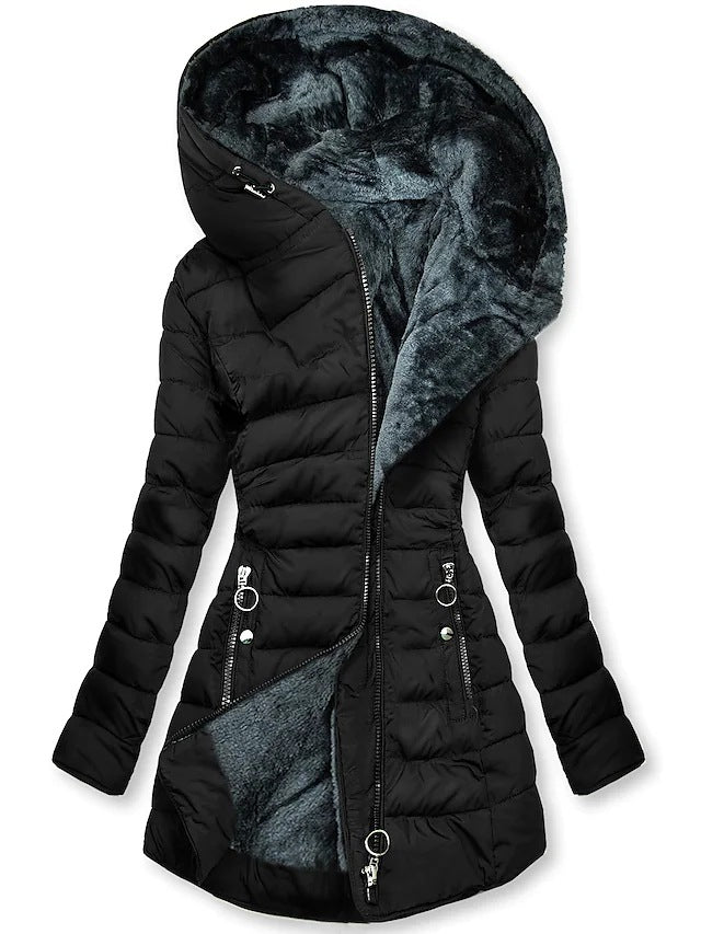Women's Warm Fur Collar Cotton Clothes Zipper Coats