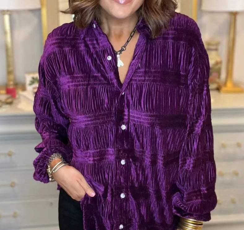 Women's Popular Veet Simple Loose Button Shirt Sweaters