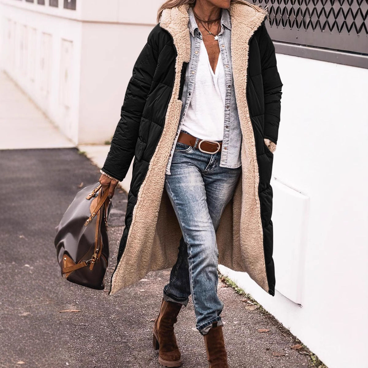 Cotton Long Sleeve Double-sided Wear Slim Coats