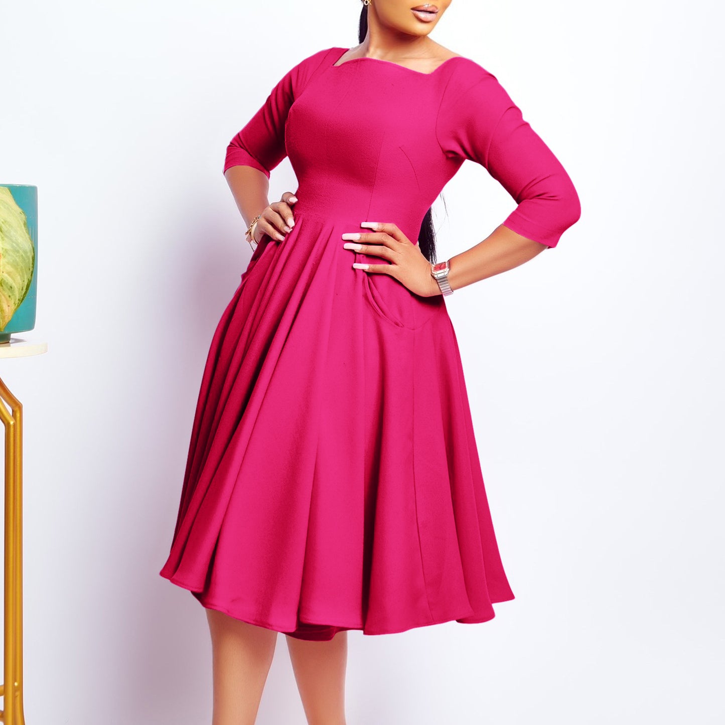 Women's Fashion Elegant Pocket Large African Dress