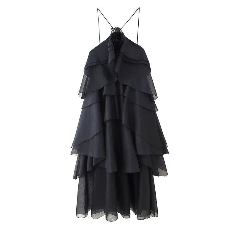 Women's Fashion Sexy Hot Three-dimensional Flower Laminated Dresses